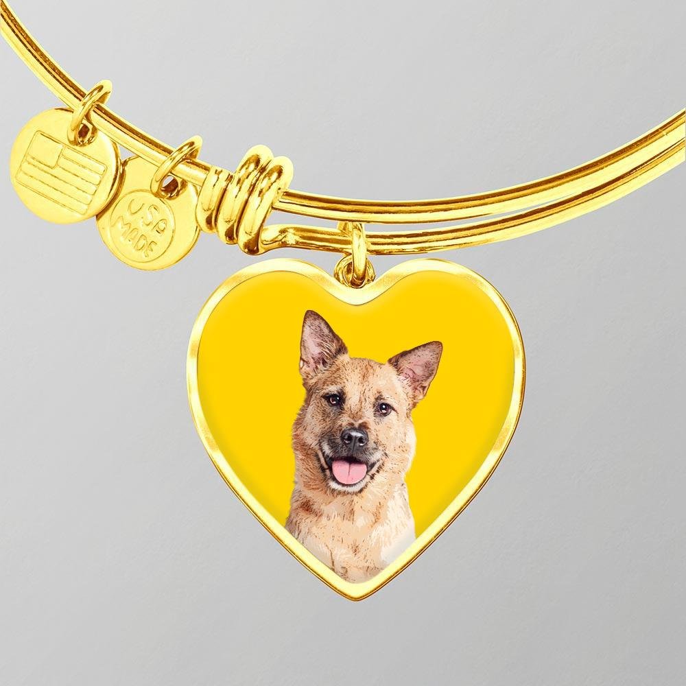 Custom Pet Art - Heart Bangle Bracelet