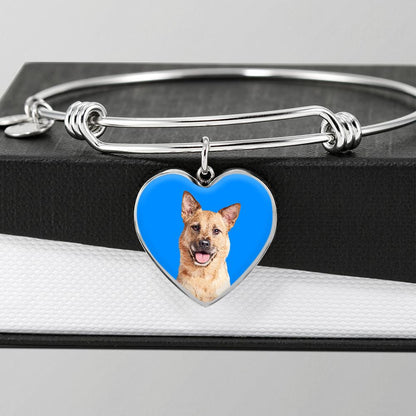 Custom Pet Art - Heart Bangle Bracelet